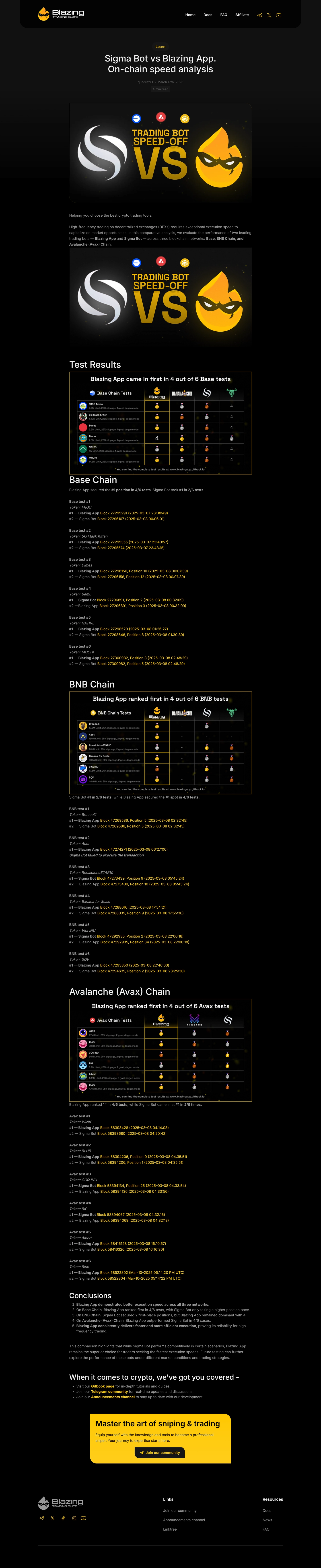 Speed Benchmarks